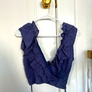 Navy Blue Floral Blouse